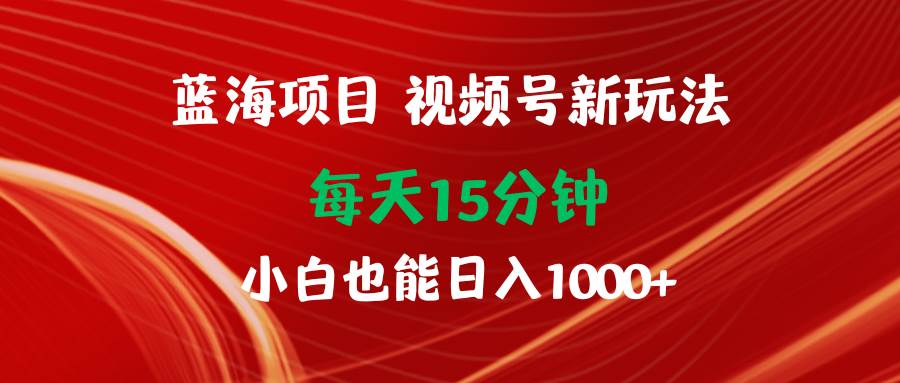 （9813期）蓝海项目视频号新玩法 每天15分钟 小白也能日入1000+-宇文网创