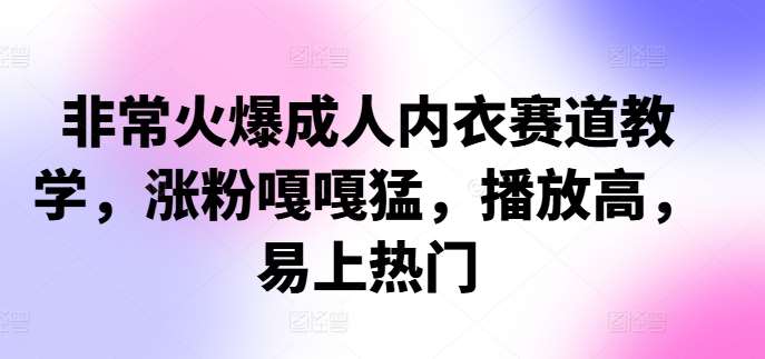 非常火爆成人内衣赛道教学，​涨粉嘎嘎猛，播放高，易上热门-宇文网创