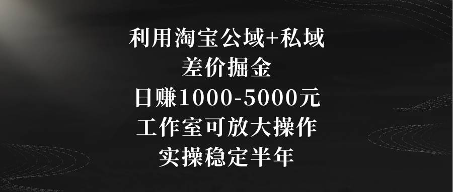 （8952期）利用淘宝公域+私域差价掘金，日赚1000-5000元，工作室可放大操作，实操…-宇文网创