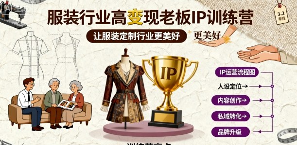服装行业高变现老板IP训练营，让服装定制行业更美好-宇文网创
