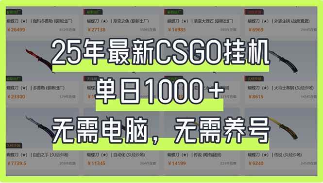 （14178期）25年最新CSGO挂机系统，单日1000+，无需电脑，无需养号，0基础可上手-宇文网创