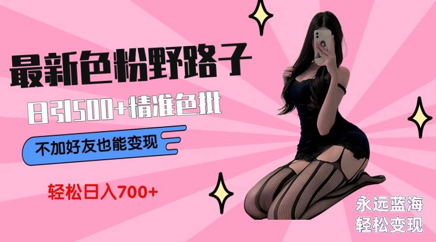 （9119期）最新色粉变现野路子，日引500+老色批 可不加好友直接变现 小白轻松日入700+-宇文网创