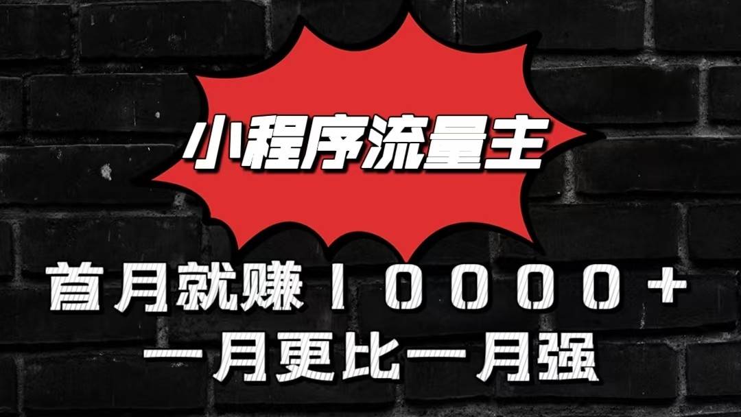 小程序流量主首月就赚10000+，一月更比一月强！小本创业首选-宇文网创