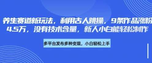 养生赛道新玩法，利用古人跳操，9条作品涨粉4.5W，没有技术含量，新人小白能轻松制作-宇文网创