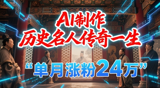 暴力起号！用AI制作历史名人传奇一生，单月涨粉24W，涨粉+变现赛道黑马来了-宇文网创