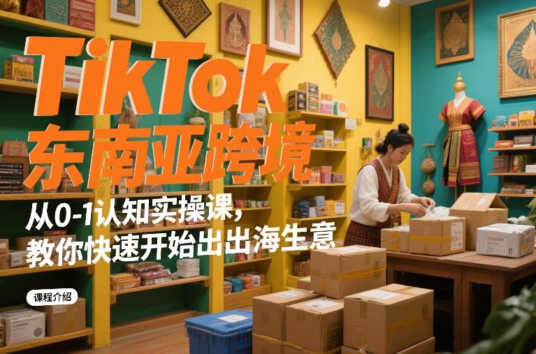 TikTok东南亚跨境从0-1认知实操课，教你快速开始出海生意-宇文网创
