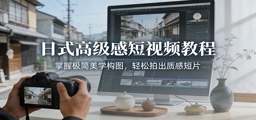 日式高级感短视频教程：掌握极简美学构图，轻松拍出质感短片-宇文网创