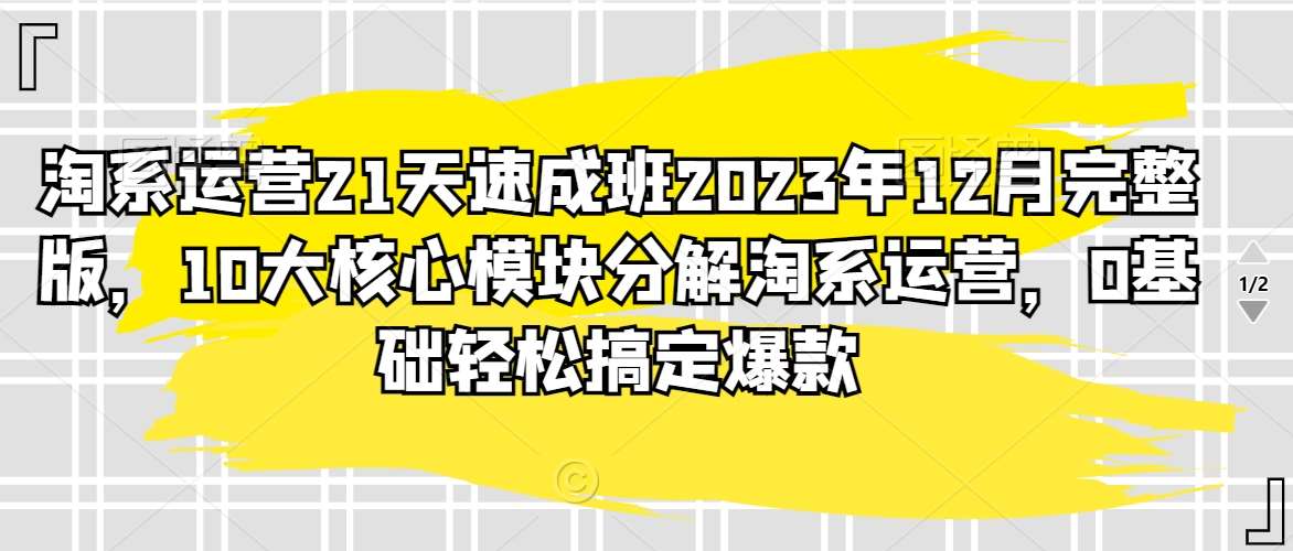 淘系运营21天速成班2023年12月完整版，10大核心模块分解淘系运营，0基础轻松搞定爆款-宇文网创