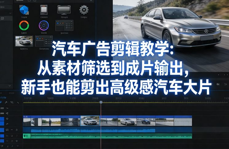 汽车广告剪辑教学：从素材筛选到成片输出，新手也能剪出高级感汽车大片-宇文网创
