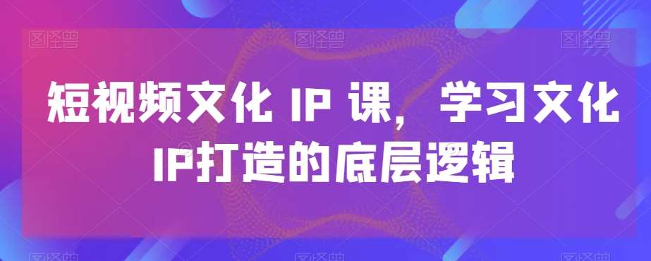 短视频文化IP课，学习文化IP打造的底层逻辑-宇文网创