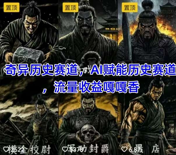 抖音奇异历史赛道，AI赋能历史赛道，流量收益嘎嘎香，狂撸伙伴计划-宇文网创