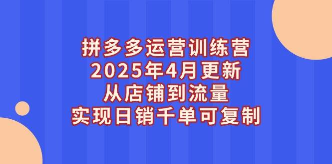 （14469期）拼多多运营训练营2025年4月更新，从店铺到流量，实现日销千单可复制-宇文网创