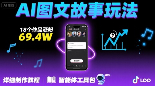 抖音爆火的ai图文故事玩法，18个作品涨粉69.4W，详细制作教程+智能体-宇文网创