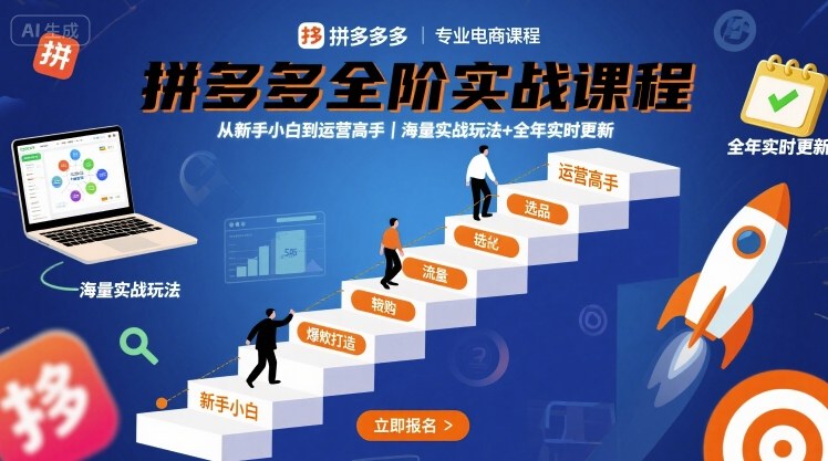 拼多多全阶实战课程，从新手小白到运营高手，海量实战玩法+全年实时更新【2025年9月更新】-宇文网创