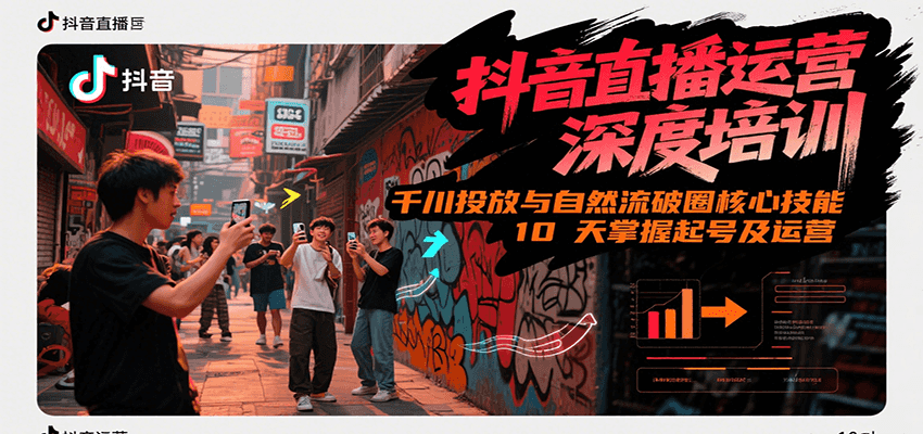 抖音直播运营深度培训，千川投放与自然流核心技能，10天掌握起号及运营(6-7月新课)-宇文网创