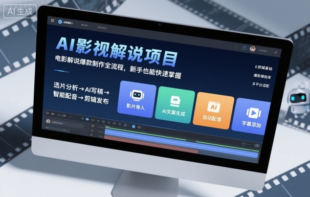 AI影视解说项目，电影解说爆款制作全流程，新手也能快速掌握-宇文网创