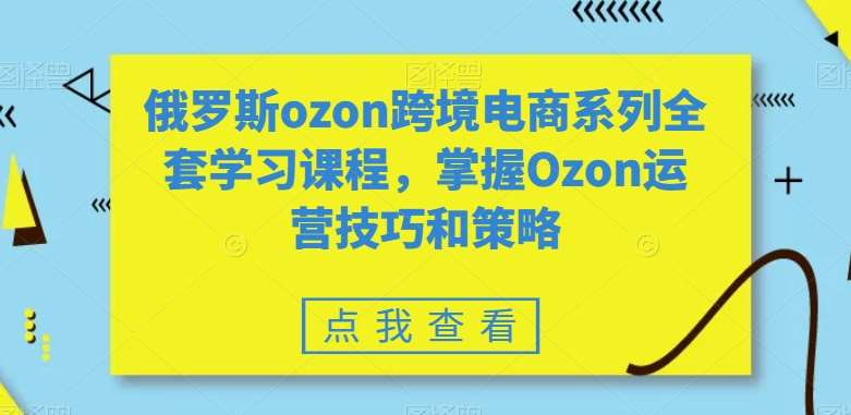 俄罗斯ozon跨境电商系列全套学习课程，掌握Ozon运营技巧和策略-宇文网创