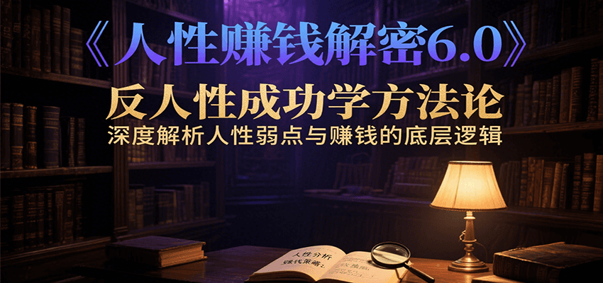 人性赚钱解密6.0，反人性成功学方法论，深度解析人性弱点与赚钱的底层逻辑-宇文网创