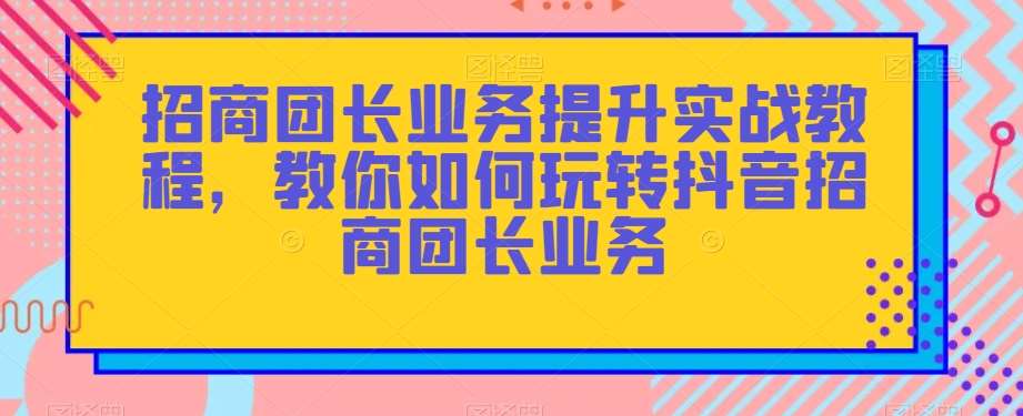 招商团长业务提升实战教程，教你如何玩转抖音招商团长业务-宇文网创
