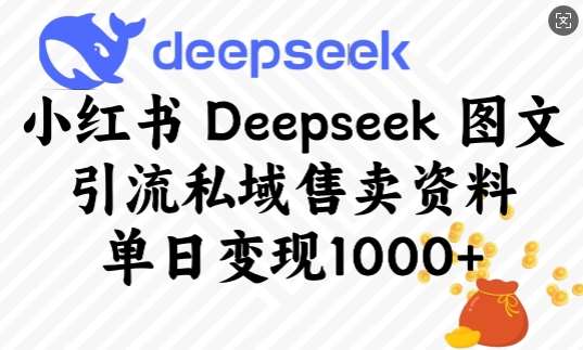 小红书Deepseek图文引流私域售卖资料,单日变现多张-宇文网创