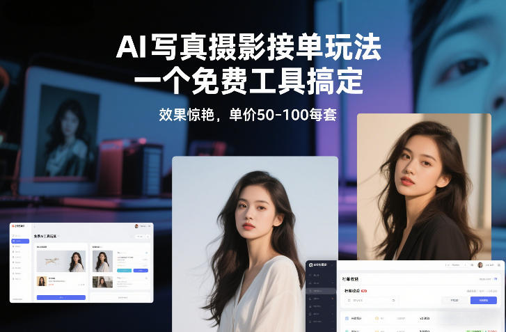 AI写真摄影接单玩法，一个免费工具搞定，效果惊艳，单价50-100每套-宇文网创