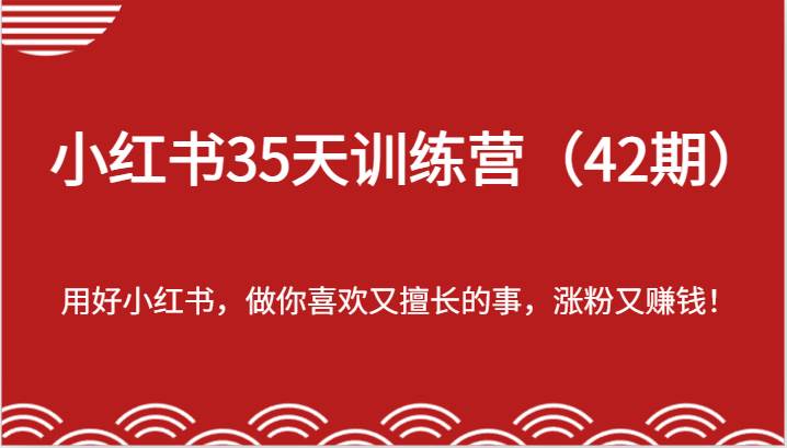 小红书35天训练营（42期）-用好小红书，做你喜欢又擅长的事，涨粉又赚钱！-宇文网创