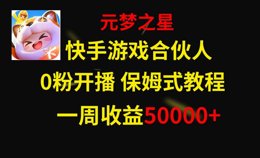 （8373期）快手游戏新风口，元梦之星合伙人，一周收入50000+-宇文网创