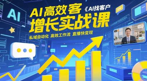 AI高效获客增长实战课，​AI找客户 私域自动化 高效工作流 直播快变现-宇文网创
