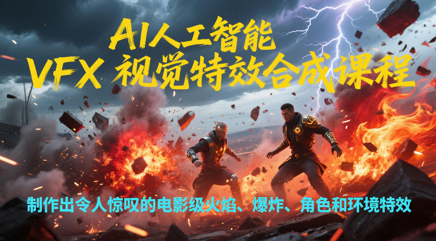 AI人工智能VFX视觉特效合成课程，制作出令人惊叹的电影级火焰、爆炸、角色和环境特效-宇文网创