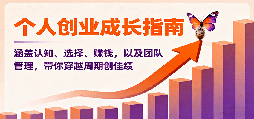 个人创业成长指南：涵盖认知、选择、赚钱，以及团队管理，带你穿越周期创佳绩-宇文网创