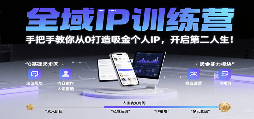 全域IP训练营，手把手教你从0打造吸金个人IP，开启第二人生！-宇文网创