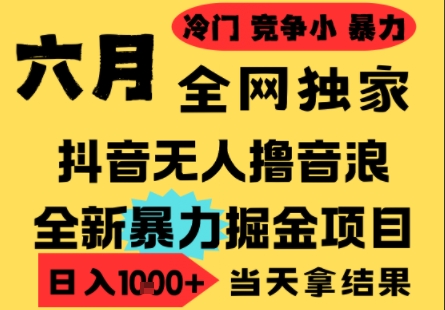 25年6月高爆抖音无人直播最新撸音浪掘金项目,小白可做,无脑日入1k+,门槛低可批量矩阵【揭秘】-宇文网创