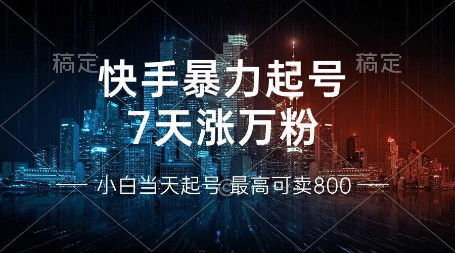 （13142期）快手暴力起号，7天涨万粉，小白当天起号 多种变现方式，账号回收，单月…-宇文网创
