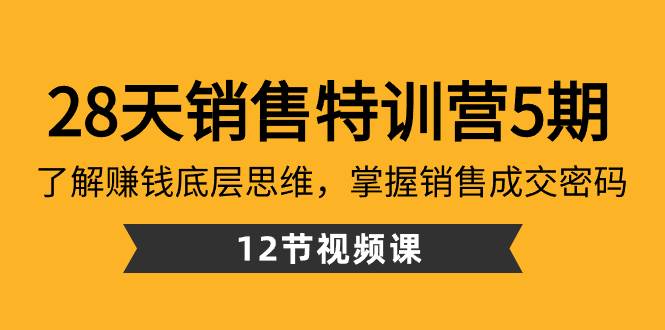 （8659期）28天·销售特训营5期：了解赚钱底层思维，掌握销售成交密码（12节课）-宇文网创