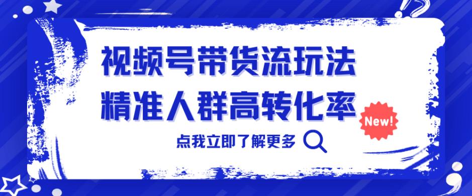 视频号带货流玩法，精准人群高转化率，0基础也可以上手【揭秘】-宇文网创