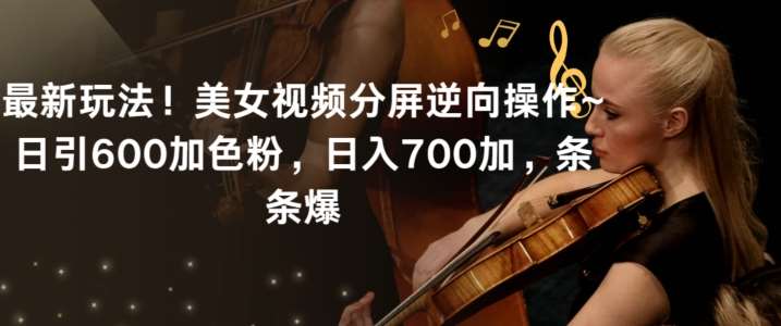 最新玩法！美女视频分屏逆向操作~日引600加色粉，日入700加，条条爆【揭秘】-宇文网创