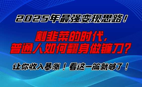 2025年最强变现思路，割韭菜的时代， 普通人如何翻身做镰刀？【揭秘】-宇文网创