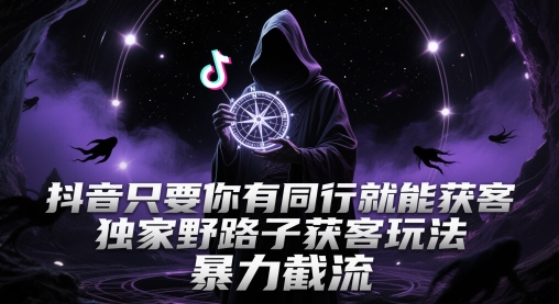 抖音只要你有同行就能获客，独家野路子获客玩法，暴力截流【揭秘】-宇文网创
