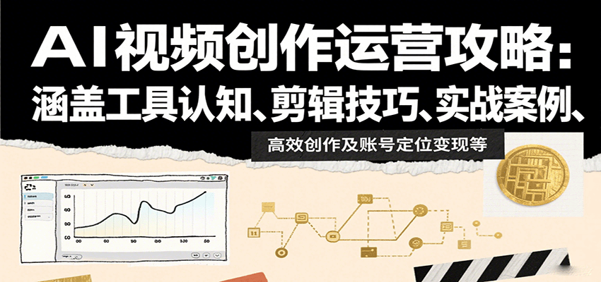 AI视频创作运营攻略：涵盖工具认知、剪辑技巧、实战案例、高效创作及账号定位变现等-宇文网创