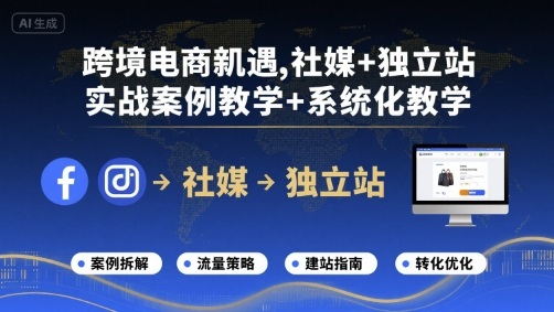 跨境电商新机遇，社媒+独立站，实战案例教学+系统化教学-宇文网创