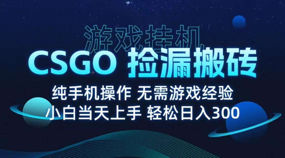 9月最新游戏搬砖，CSGO纯挂机，不需要玩游戏，实现真挂机，月入1W+-宇文网创