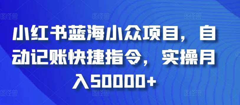 小红书蓝海小众项目，自动记账快捷指令，实操月入50000+【揭秘】-宇文网创