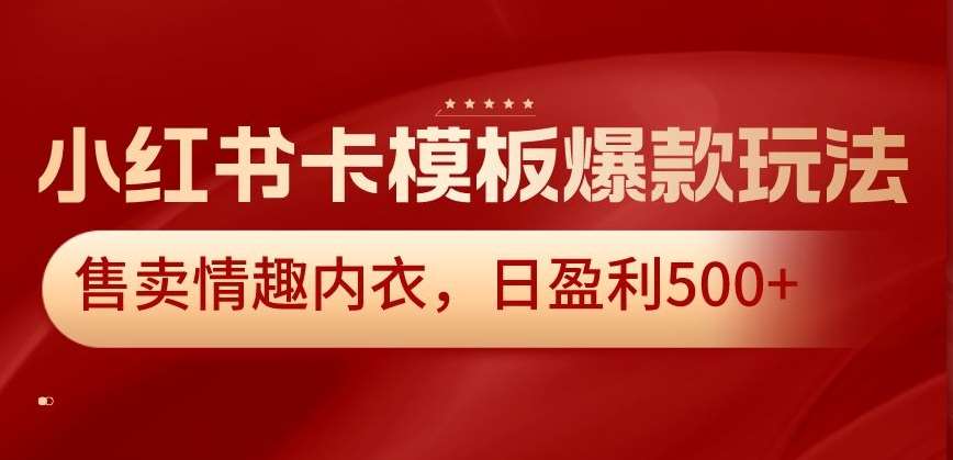 小红书卡模板爆款玩法，售卖情趣内衣，日盈利500+【揭秘】-宇文网创