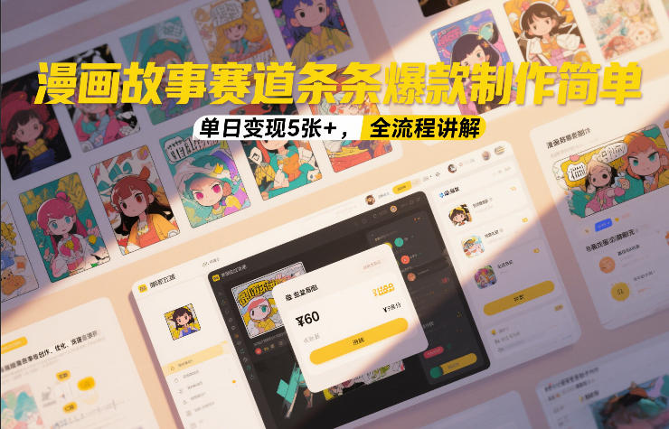 漫画故事赛道条条爆款制作简单，单日变现5张+，全流程讲解-宇文网创