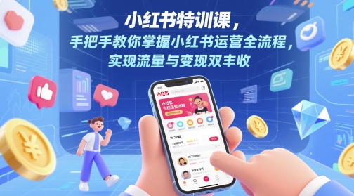 小红书特训课，手把手教你掌握小红书运营全流程，实现流量与变现双丰收-宇文网创