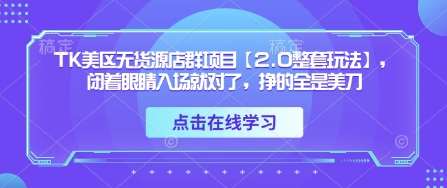TK美区无货源店群项目【2.0整套玩法】，闭着眼睛入场就对了，挣的全是美刀-宇文网创