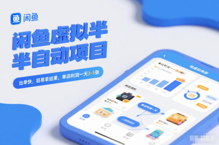 闲鱼虚拟半自动项目，出单快，容易拿结果，单店利润一天3-5张-宇文网创