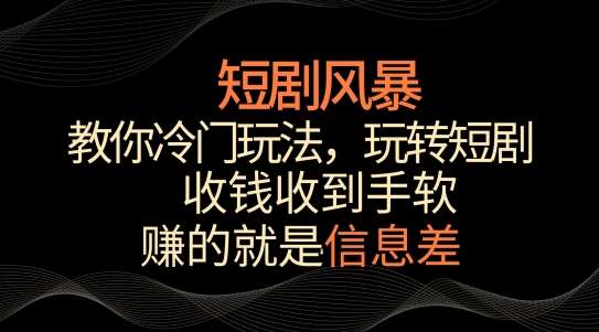 短剧风暴,教你冷门玩法,玩转短剧,收钱收到手软【揭秘】-宇文网创