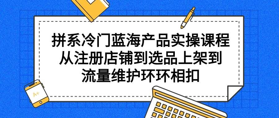 （9527期）拼系冷门蓝海产品实操课程，从注册店铺到选品上架到流量维护环环相扣-宇文网创