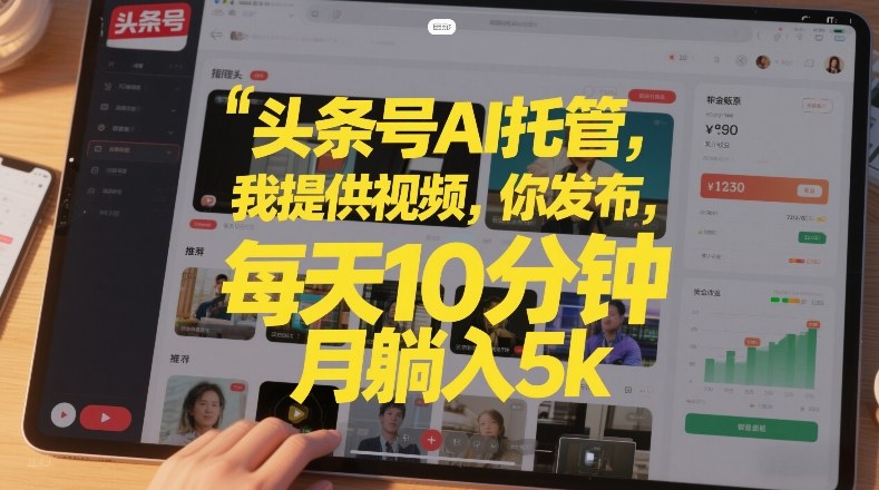 头条号AI托管，我提供视频，你发布，每天10分钟，月躺入5k+【揭秘】-宇文网创